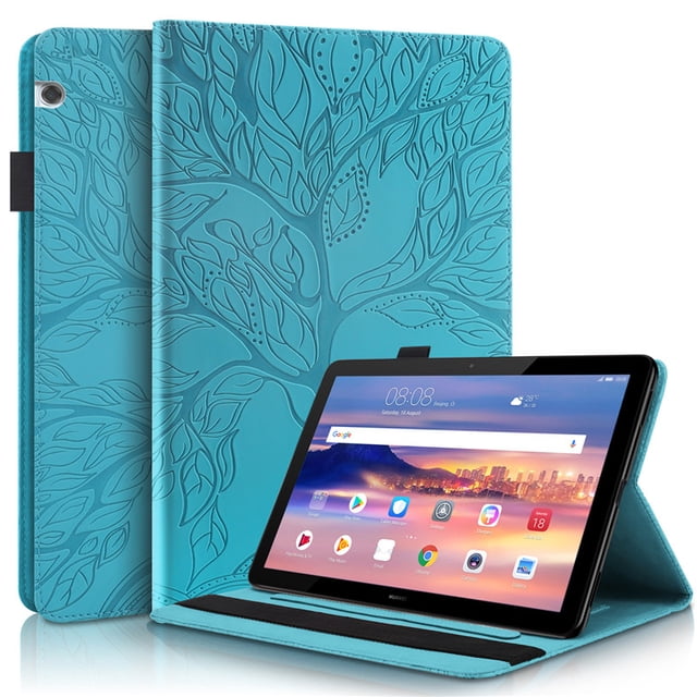 3D Tree Embossed for Huawei MediaPad Media Pad T5 10 Case Cover Flip Stand Case for Tablet Huawei MediaPad Media Pad T5 T 5 10.1 RX Blue MediaPad T5 10.1inch