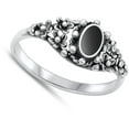 thumbnail image 4 of CHOOSE YOUR COLOR Flower Simulated Black Onyx Wholesale Ring .925 Sterling Silver Band CZ Female Size 4, 4 of 4