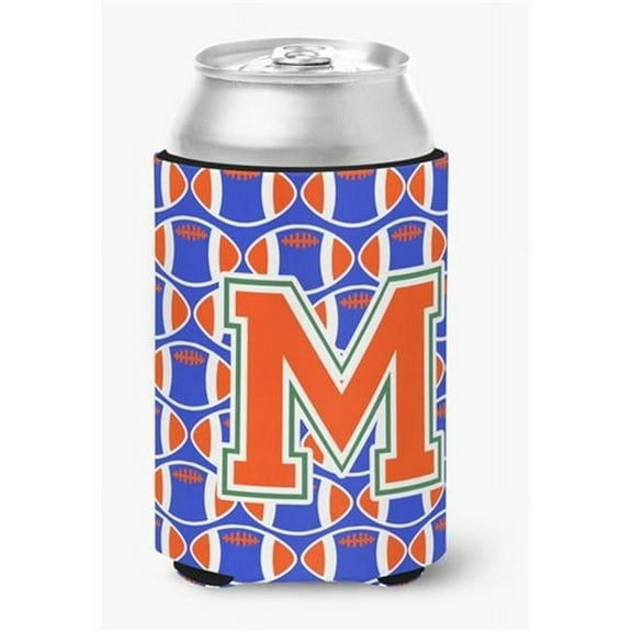 Letter M Football Green, Blue & Orange Can or Bottle Hugger