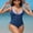 Blue, variant on Womens V Neck One Piece Swimsuit Double Straps Monokini Swimsuits Tummy Control Swimwear