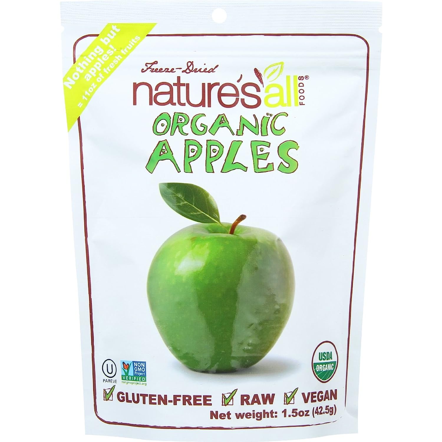 Nature's All Foods Organic FreezeDried Apples 1.5 oz Pack of 3