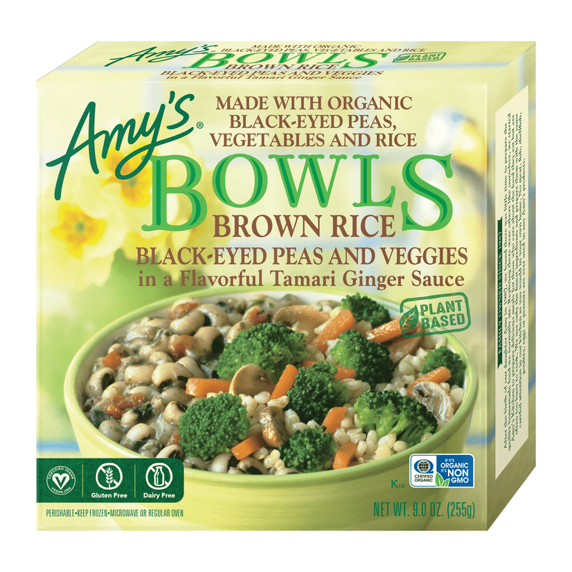 Amy's Frozen Bowls, Brown Rice, Black-Eyed Peas & Veggies, Non GMO, 9 ...