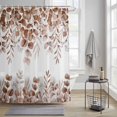 thumbnail image 3 of Brown Eucalyptus Leaves Shower Curtain, Watercolor Spring Summer Botanical Waterproof Shower Curtain Set with 12 Hooks Lightweight Bath Curtains Fabric Bathroom Decor 72x78 Inches, 3 of 9