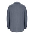thumbnail image 4 of Olyvenn Stylish Womens Tops Button Down Shirts Spring Long Sleeve Lapel Neck Jacket Loose Ribbed Knit Work Blouses with Pocket Gray 4, 4 of 9