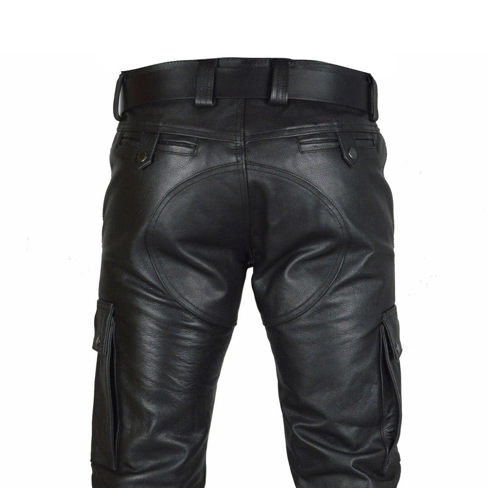 Mens Motorcycle Black Leather Pants Jeans Style Motorcycle Riding