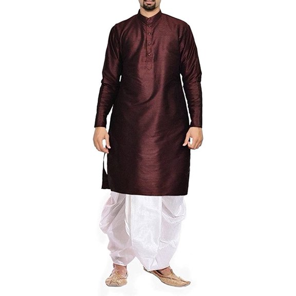 Royal Men's Brown Silk blend Festive Dhoti Kurta Set