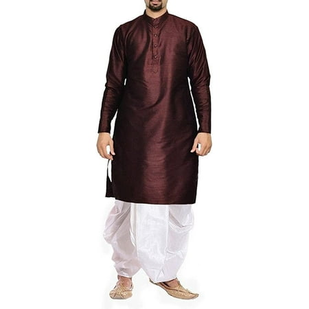 

Royal Men s Brown Silk blend Festive Dhoti Kurta Set