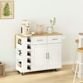 thumbnail image 2 of Multi-functional Kitchen Island Cart - 2 Door Cabinet, Drawers, Convenient Spice Rack, Towel Holder, Splendid Wine Rubberwood Top (white Helpful Classy, 2 of 5