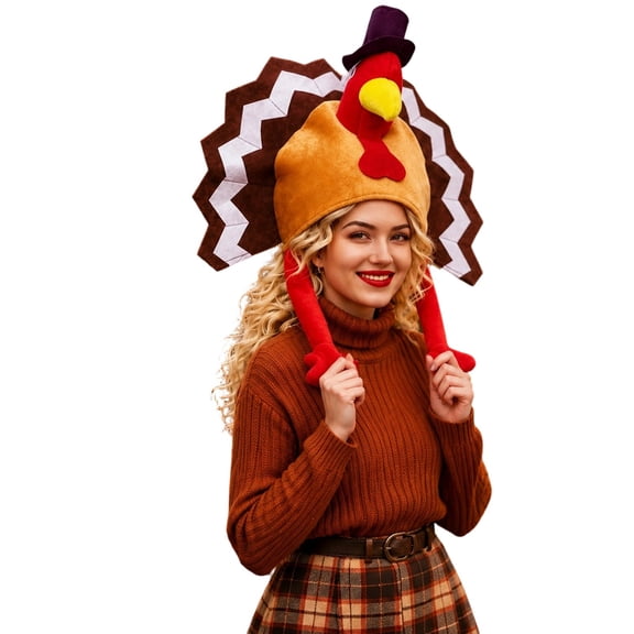 DHFJKG Unisex Adult Plush Turkey Hat For Thanksgiving, Halloween Funny Turkey Hat, Thanksgiving Night Event, Dress-Up Party