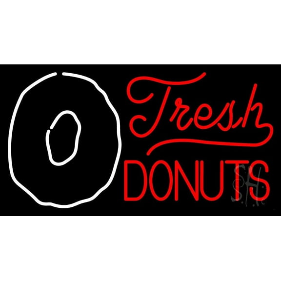 Fresh Donuts With Logo LED Neon Sign 20 x 37 - inches, Black Square Cut Acrylic Backing, with Dimmer - Bright and Premium built indoor LED Neon Sign for restaurant window and interior decor.