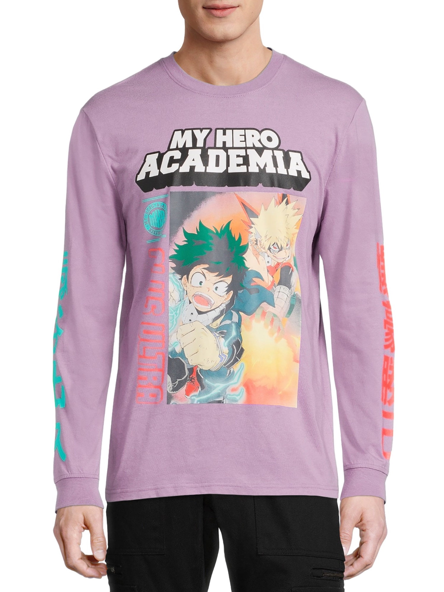 My Hero Academia Men's & Big Men's Long Sleeve Graphic Tee, Anime T-Shirts