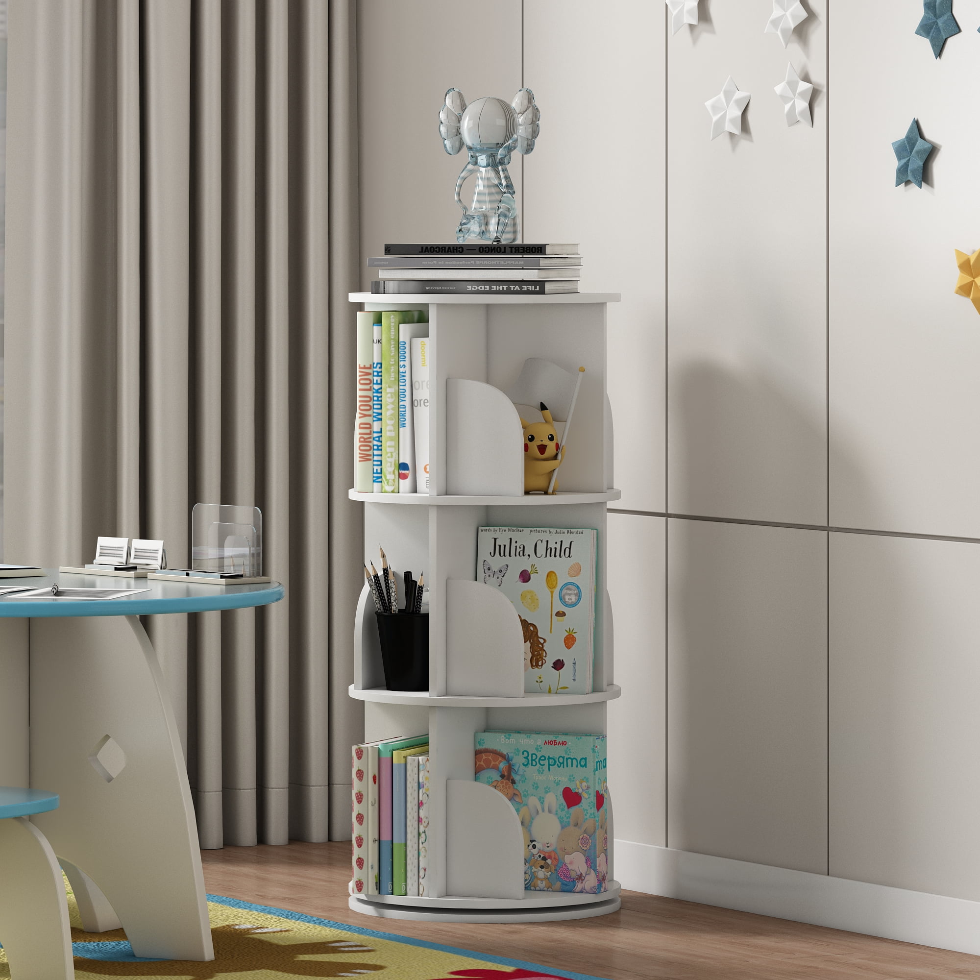 NAIYUFA Revolving Bookshelf 360 Display Floor Standing Rotating ...