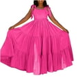 thumbnail image 6 of Efsteb Women Bow Casual Sleeveless Dresses Solid Pleated Long Dress Elegant Loose Square Neck Suspender Beach Dress (Hot Pink,XXL), 6 of 6