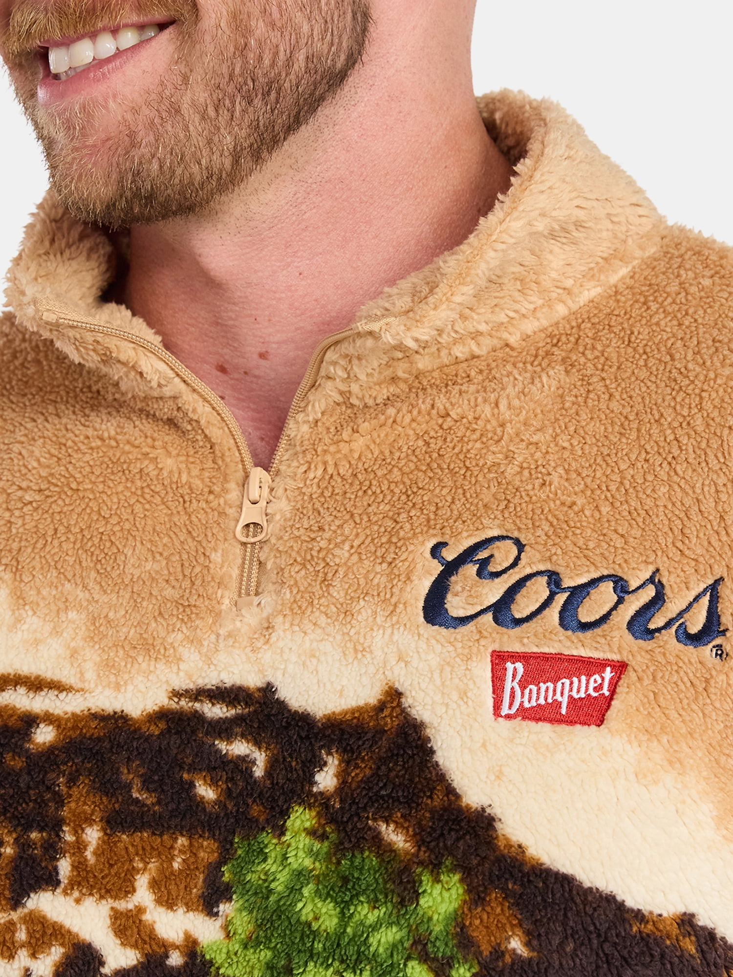 Coors Men's and Big Men's Scenic Print Fleece Quarter Zip Jacket, Sizes XS-3XL