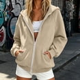thumbnail image 7 of Aezemi Women Hooded Zip up Sweatshirts Fashion Comfy Winter Fall Outdoor Blouses with Pockets Casual Long Sleeve Full Zip Tops S, 7 of 7