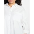 thumbnail image 5 of Terra & Sky Women's Plus Size Poplin Boyfriend Shirt, Sizes 0X-5X, 5 of 5