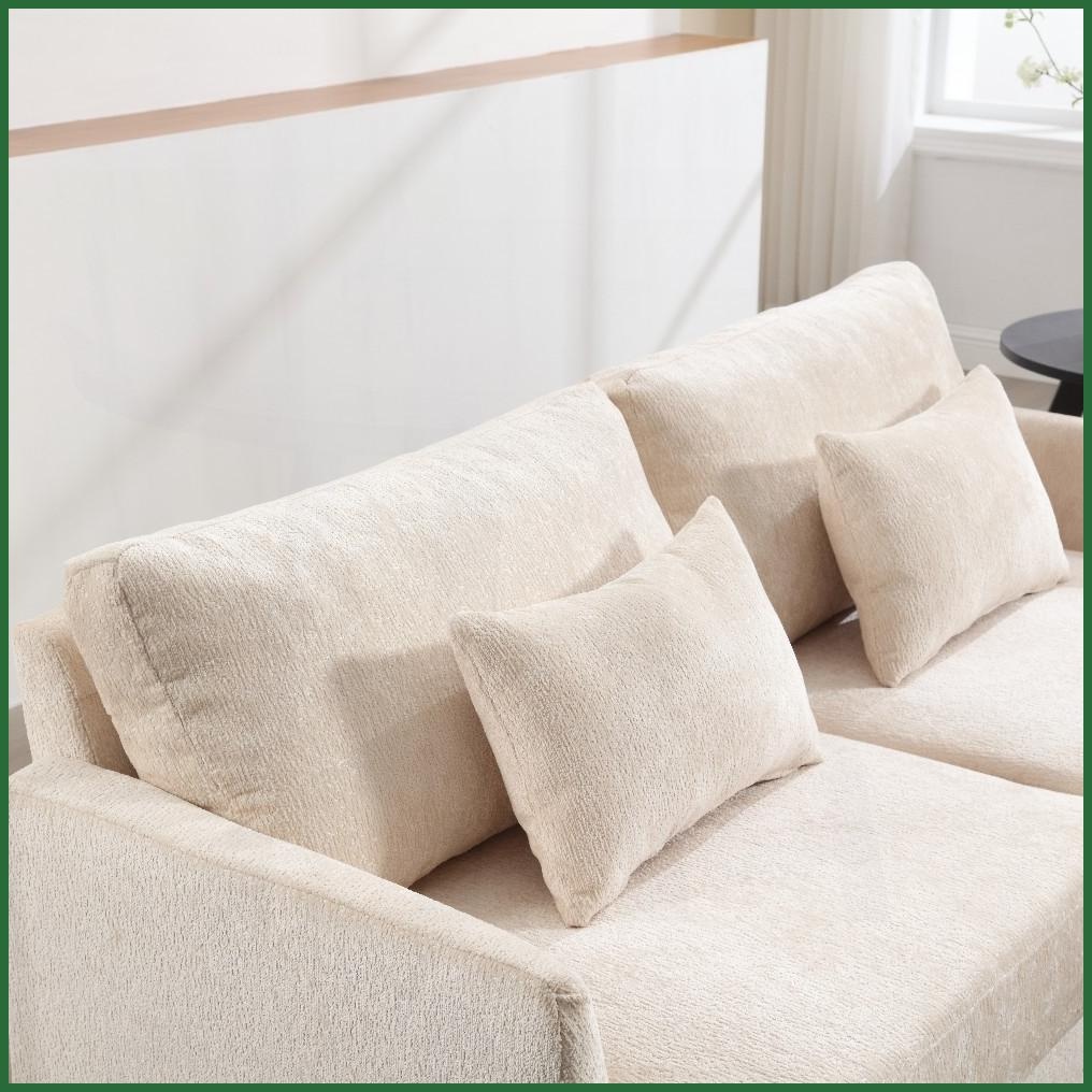 Mid Century Modern Chenille 2-Seat Loveseat Sofa – Solid Wood Frame for Living Room & Bedroom