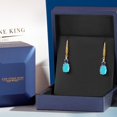 thumbnail image 5 of Gem Stone King 18K Yellow Gold Plated Silver Green Turquoise and Blue Created Sapphire Dangle Earrings for Women with Lab Grown Diamond (3.53 Cttw, Oval 9X7MM), 5 of 6