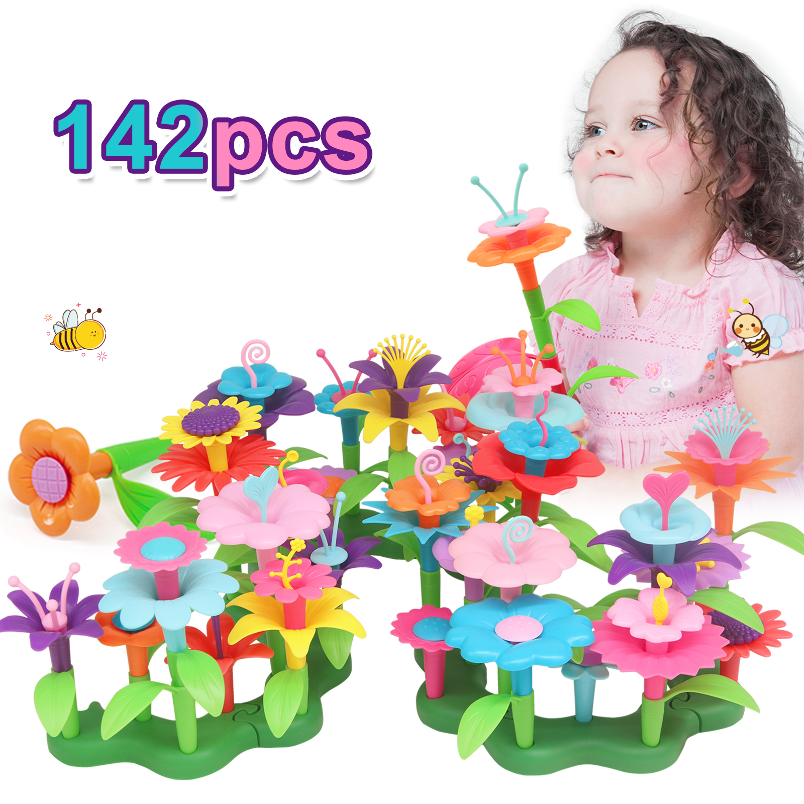 OMZER Flower Garden Building Toys 142pcs Build a Flower Garden Toy