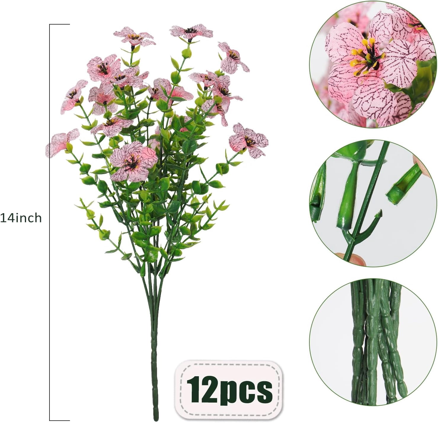 Artificial Faux Plants Flowers, Artificial Flowers Outdoor, Faux Flowers UV Resistant,Faux Plastic Plants Silk Daisy Flower for Outdoors Outside Front Porch Hanging Planter Window Decoration(Pink)