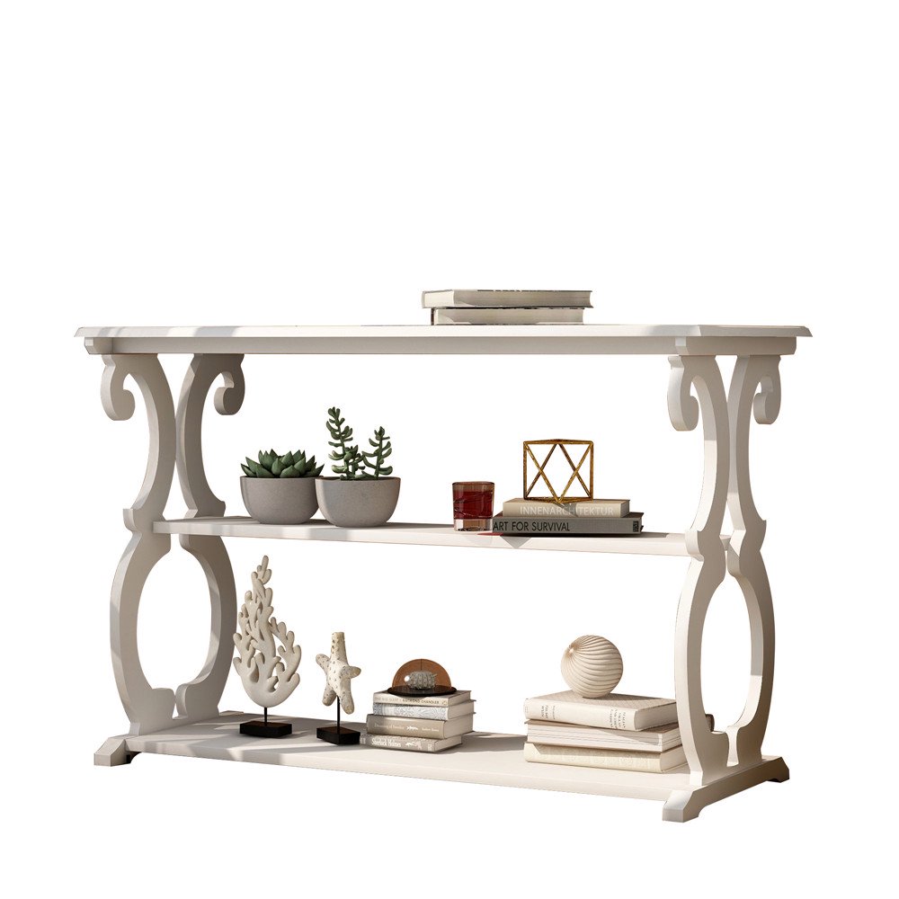Console Table Wood Sideboard with Open Shelf Storage Console Table