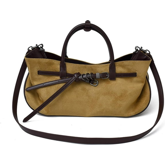 SPEKSEE Women’s Vintage Faux Suede Shoulder Bag, Slouchy Hobo Crossbody Bag for Work Travel, Retro Brown Purse for Fall
