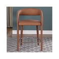 thumbnail image 2 of Castilla Cognac Brown Faux Leather Metal Counter Height Stool, 2 of 5
