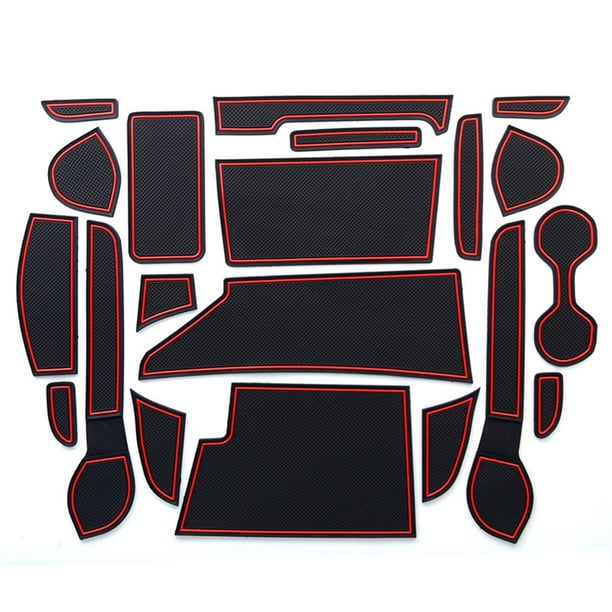 Riwesomey Alfombrilla para ranura de puerta de reposabrazos Interior de coche, 19 piezas, almohadilla antideslizante para ranura de puerta de Automoción decorativa y accesorios Rojo