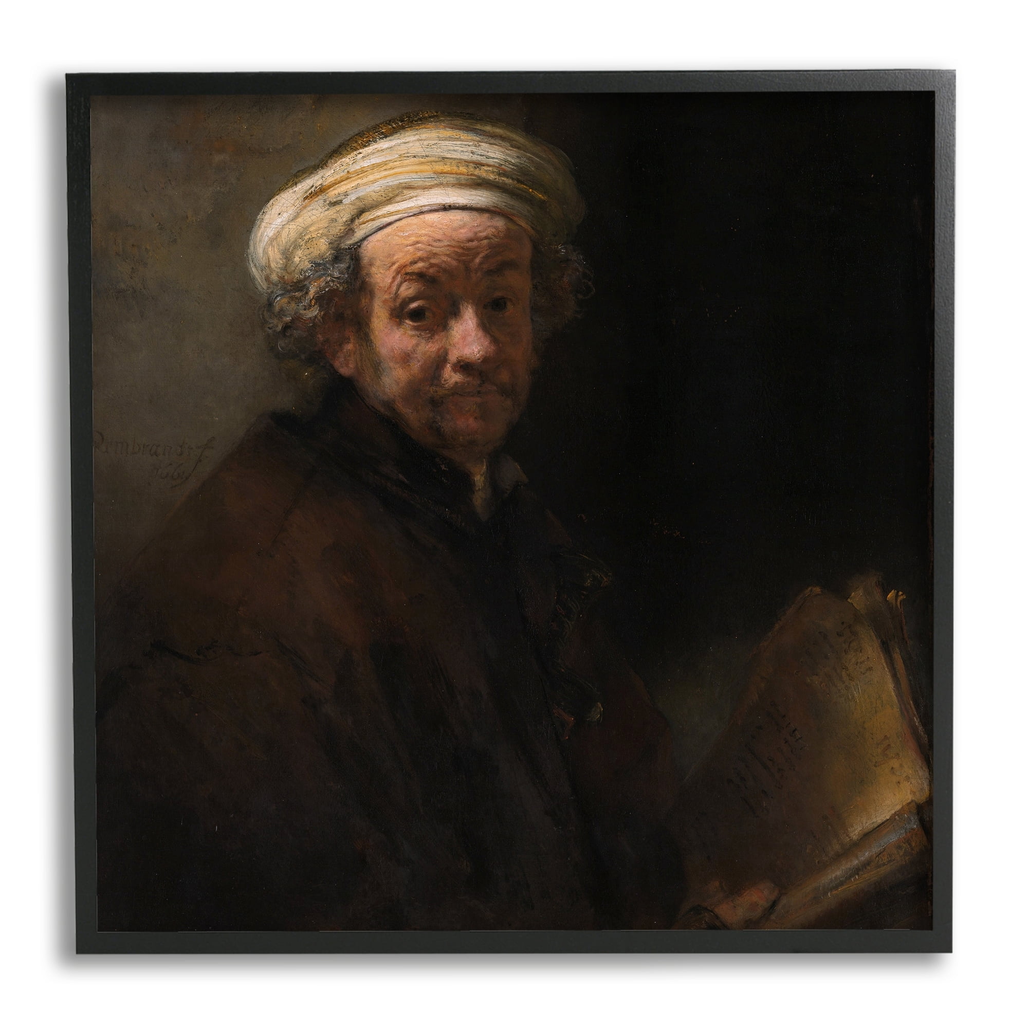 Stupell Industries Self Portrait as the Apostle Paul Classic Rembrandt Painting Painting Black Framed Art Print Wall Art, Design by one1000paintings