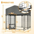 thumbnail image 2 of imerelez Outdoor Dog Kennel 4.23'x3.83'x4.83' with Roof, Heavy Duty Welded Wire Crate with Waterproof Cover, Dual Lock System & 360° Feeder for All Weather, 2 of 9
