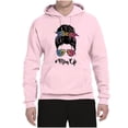 thumbnail image 3 of Wild Bobby, Mom Life Messy Hair Bun | Tie Dye Leopard Print Bandana | Funny Mother's Day Mother's Day Unisex Hoodie Sweatshirt, Light Pink, M, 3 of 5