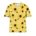 thumbnail image 4 of Staron Liquidation Chemises d'Été pour Femmes Manches Courtes Coupe Ample Blouses Imprimé Floral T-Shirts Basiques Hauts Tendance Chemises Été Col Rond Décontracté T-Shirts Habillés, 4 of 4