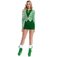 thumbnail image 3 of Kvysinly Women's Christmas Candy Cane Leotard Bodysuit Costume Mock Neck Long Sleeve Santa Jumpsuit Green XXL, 3 of 7