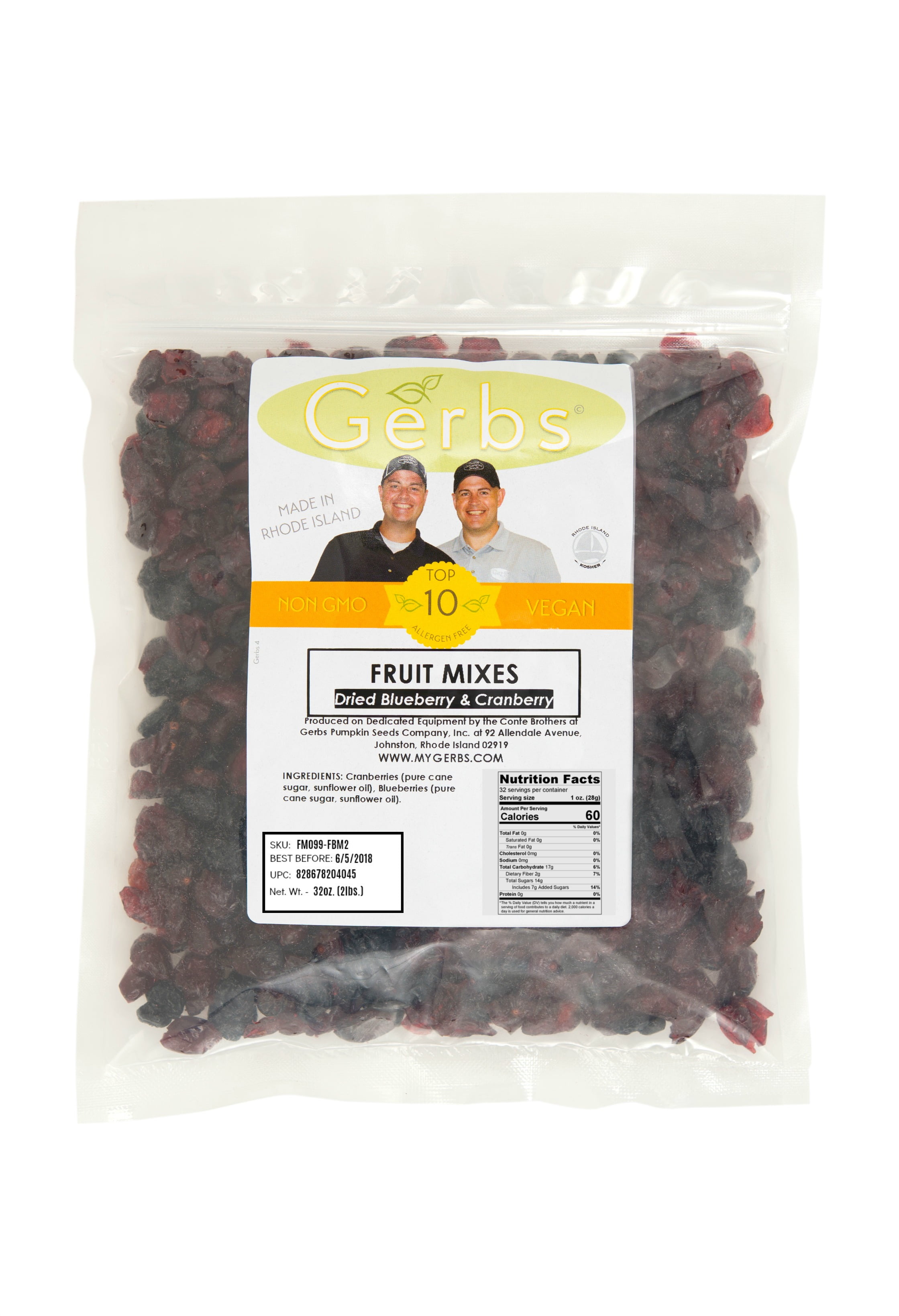 Dried Cranberries & Blueberries Fruit Mix by Gerbs 2 LBS No Preservative- Top 12 Allergen... by Gerbs Allergen Friendly Foods
