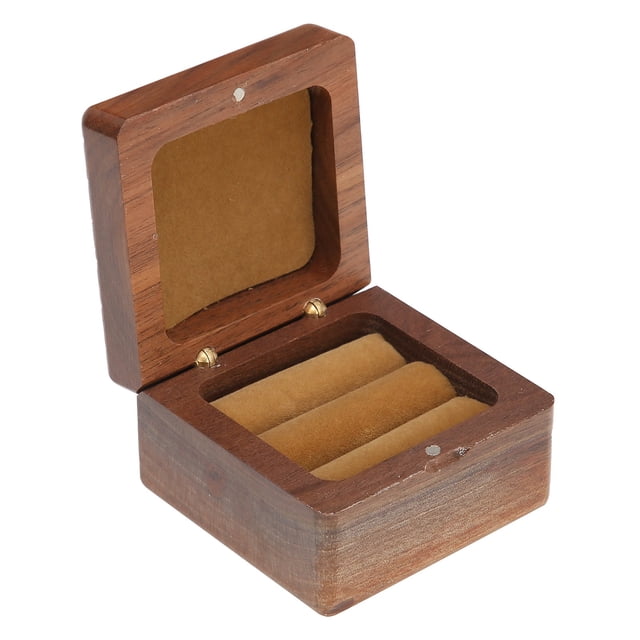 Caja de madera para anillos, vitrina de almacenamiento de joyas, organizador para propuesta de ceremonia de boda