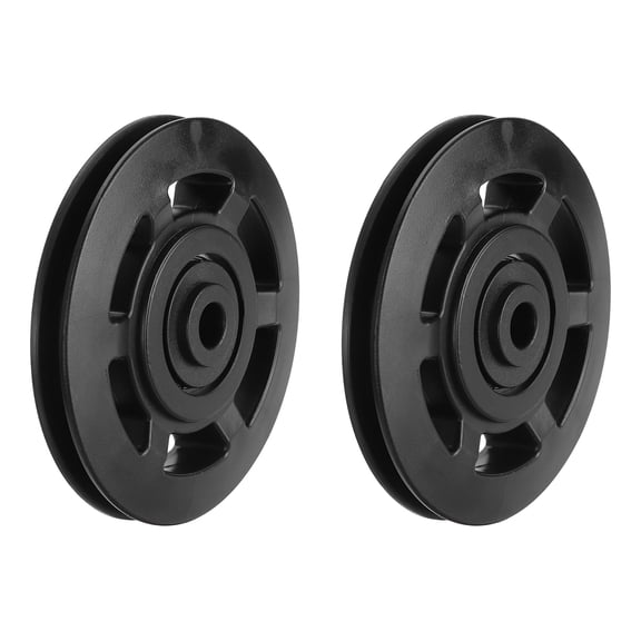 Uxcell 95mm / 3.74" Nylon Bearing Gym Pulley Wheel, Gym Cable Pulley Wheel Fitness Equipment Accessories 2 Pcs & Steel Shaft & Black-Fitting for (Cable Machine/Garage Door/Home Exercise)