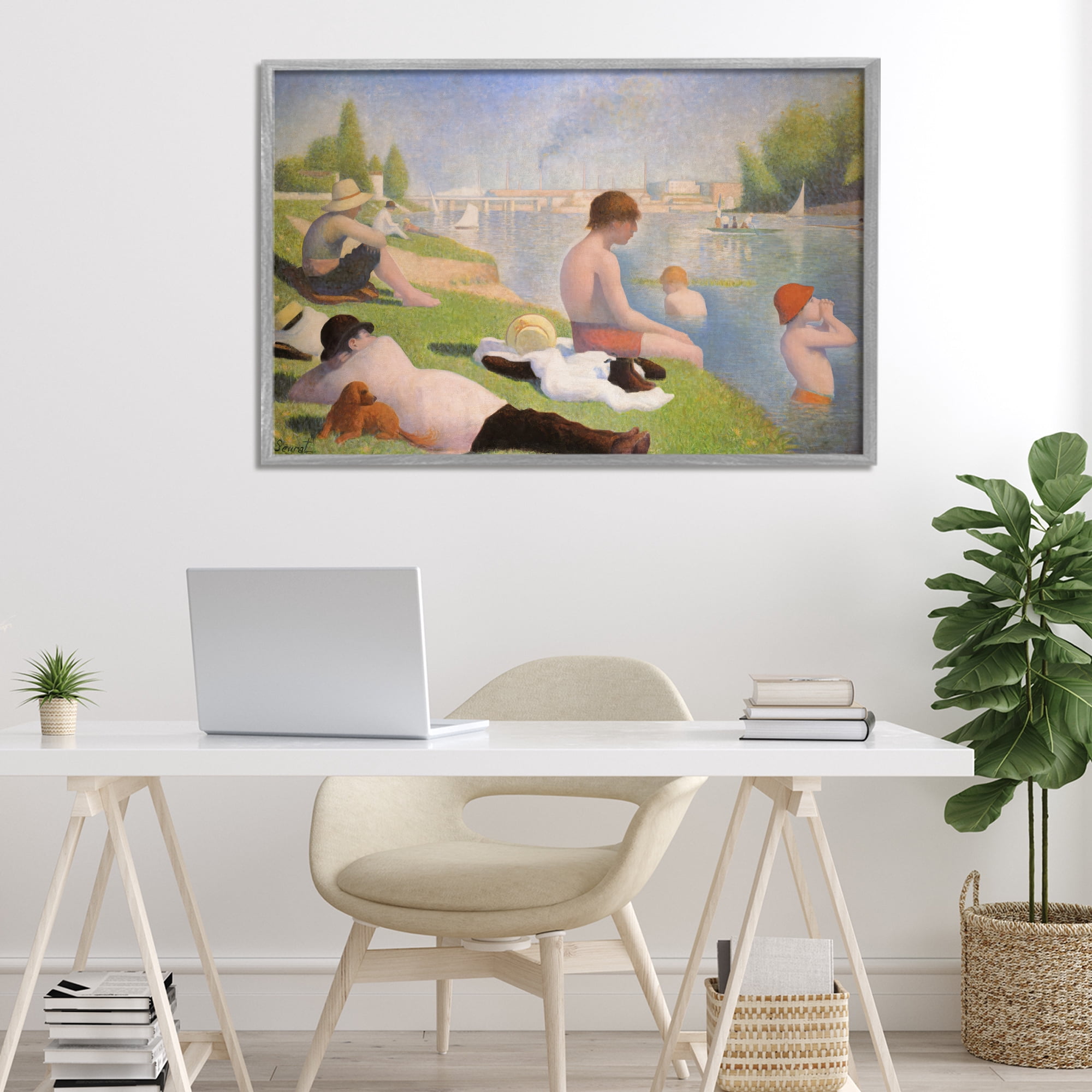 Stupell Industries Afternoon Bathers Georges Seurat Gray Framed Giclee Art, design by Georges Seurat