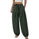 thumbnail image 1 of Pantalones de cintura elástica para las mujeres Color sólido empaquetado pies cordón longitud completa cónico Jogger bolsillos pantalones verde oliva mujeres, 1 of 6