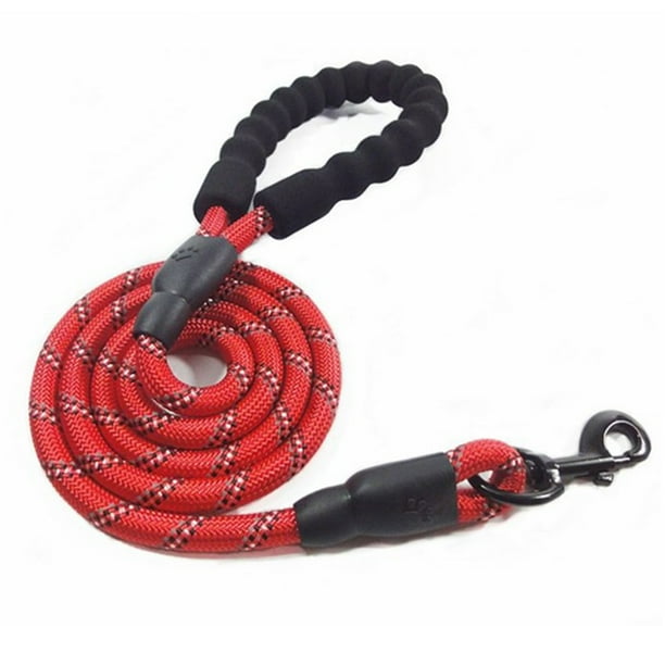 Correa reflectante para perros de 5 pies, fuerte correa para perros con cómodo mango acolch Abody Rojo,Nylon