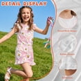 thumbnail image 5 of ZIATUBLE4S Pink Daisy Print Girls Summer Romper Ruffle Cap Sleeves One-Piece Short Jumpsuit Soft Comfort Kids Casual Playsuit with Pockets for 5-6 Y, 5 of 6