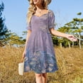 thumbnail image 3 of Lilac Water Lily Pond Sleeveless Dress Summer women's clothing, 3 of 6