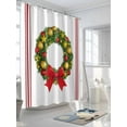 thumbnail image 3 of Christmas Wreath Shower Curtain Set ，Waterproof Fabric Shower Curtains Pig Bow Animal Red Stripes Winter Farm Shower Curtains for Bathroom,Bathroom Decor 72"x96", 3 of 6