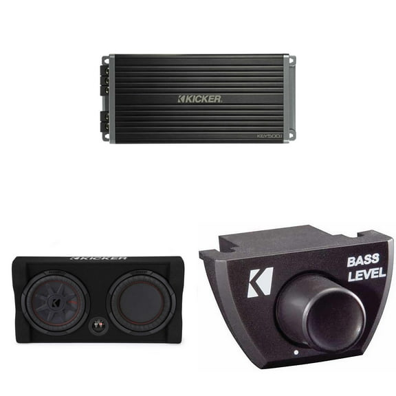 Kicker Comp RT 10 Inch 48TRTP102 Thin Down Firing Enclosure Package with 47KEY5001, Bass Knob Bundle