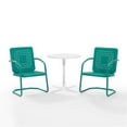 thumbnail image 4 of Crosley Furniture Bates 3 Piece Metal Outdoor Bistro Set in Turquoise Gloss, 4 of 8