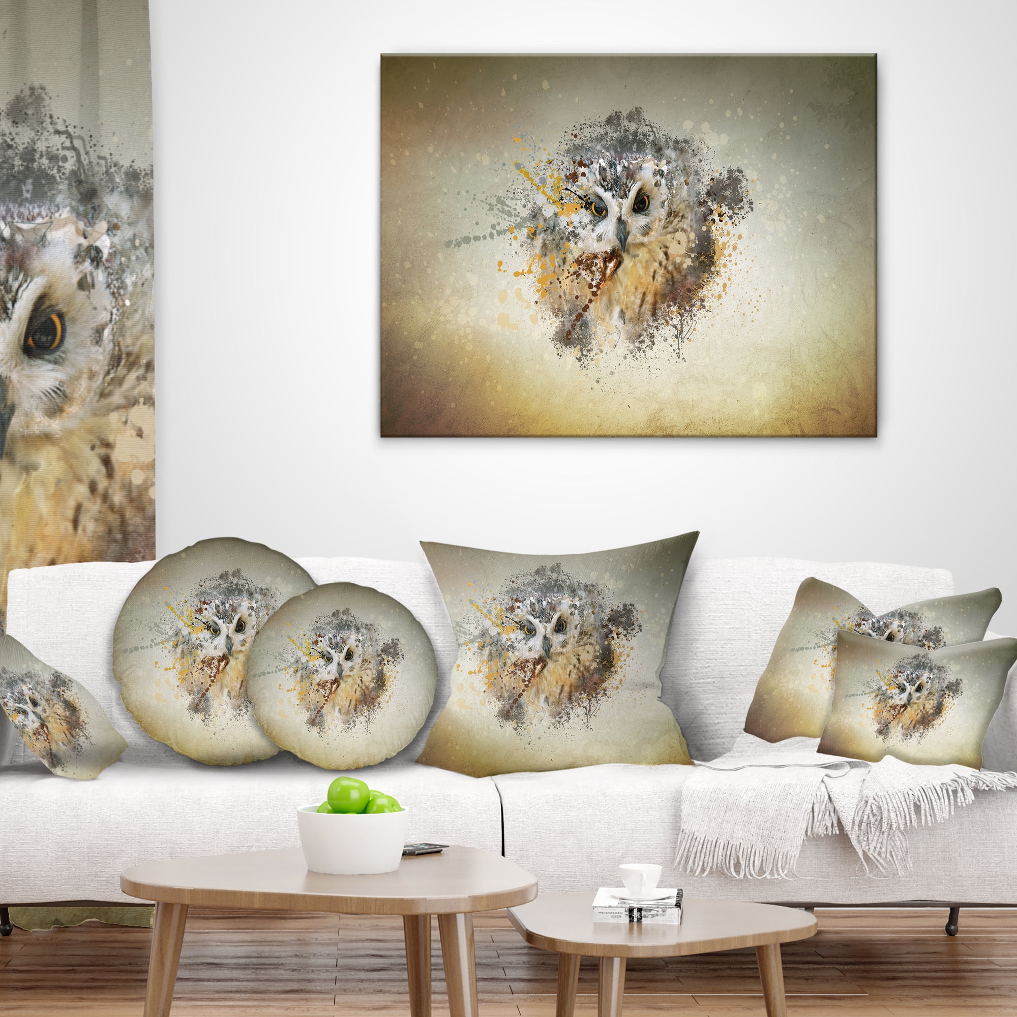 Designart Large Gracing Owl - Animal Throw Pillow - 18x18