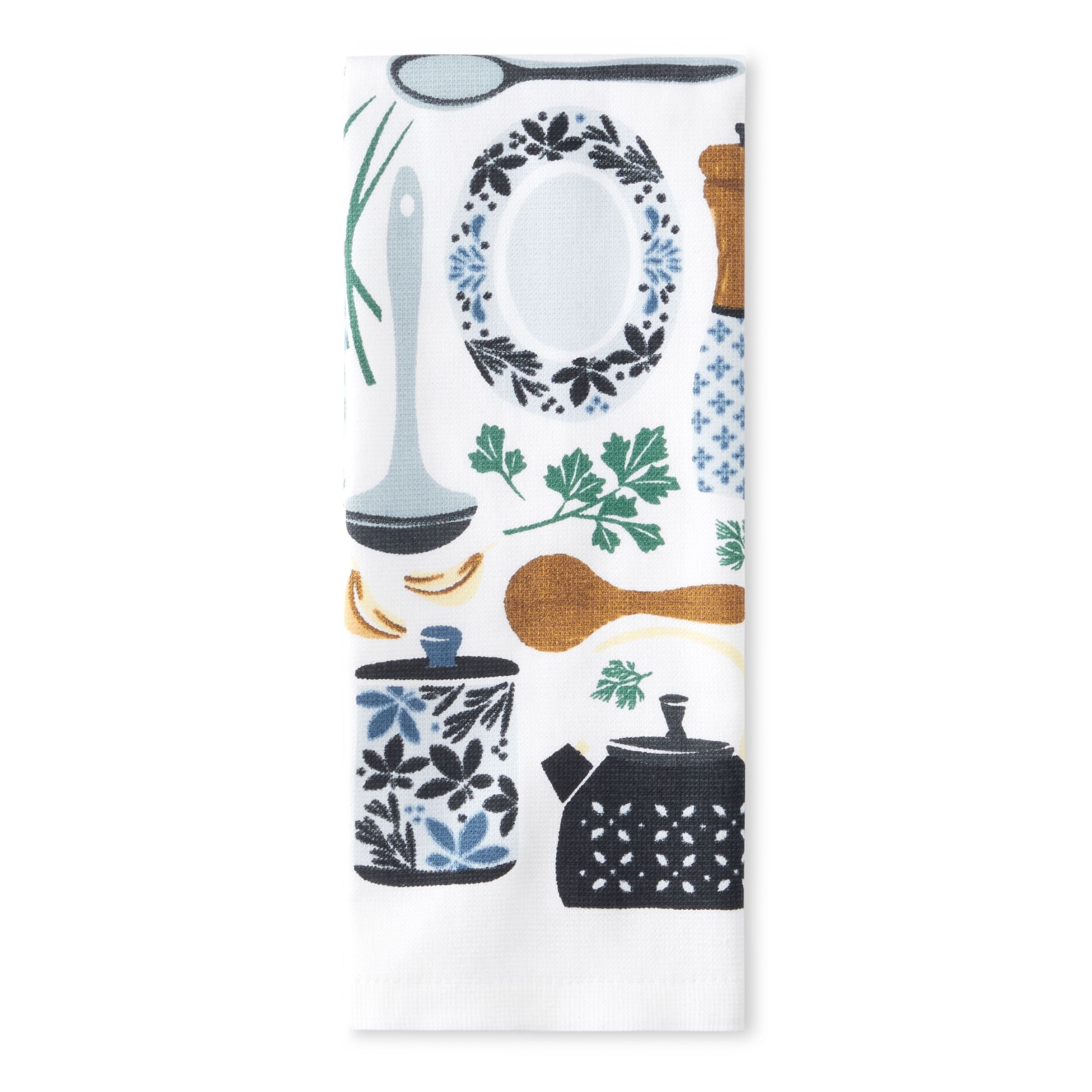 (3 pack) Mainstays Printed Cotton Kitchen Towel, Kitchen Utensils, 15 in x 25 in, 1 Piece