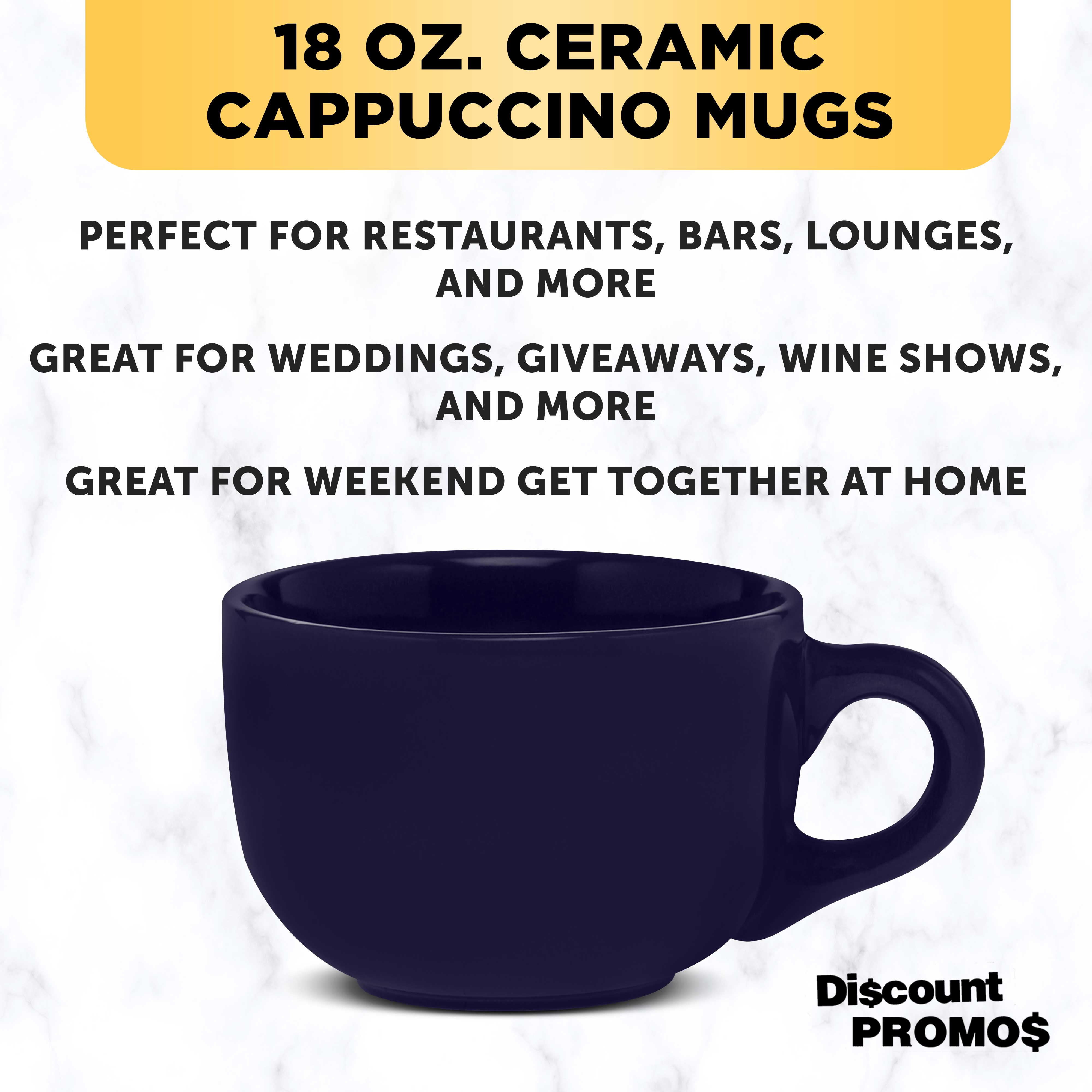 Ceramic Cappuccino Mugs 18 oz. Set of 10, Bulk Pack - Perfect for Coffee, Tea, Espresso, Hot Cocoa, Other Beverages - Cobalt Blue