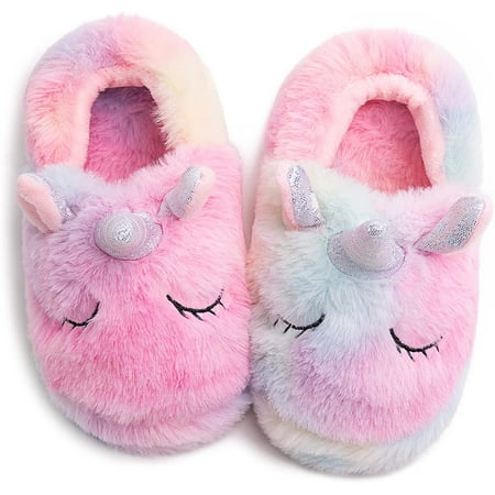 

Rainbow Unicorn Slippers/Cute Fluffy Girls Slippers/Cozy Plush Indoor Outdoor Women Slippers/Best Unicorn Gifts
