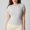 #136-Gray, variant on Ounisa Women's Crewneck Slim Fitted Short Sleeve T-Shirt Stretchy Bodycon Basic Tee Tops