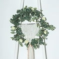 thumbnail image 4 of Balsa Circle 6 feet Frosted Green Artificial Eucalyptus Leaves Ivory Roses Flowers Vine Greenery Garland Wedding, 4 of 8